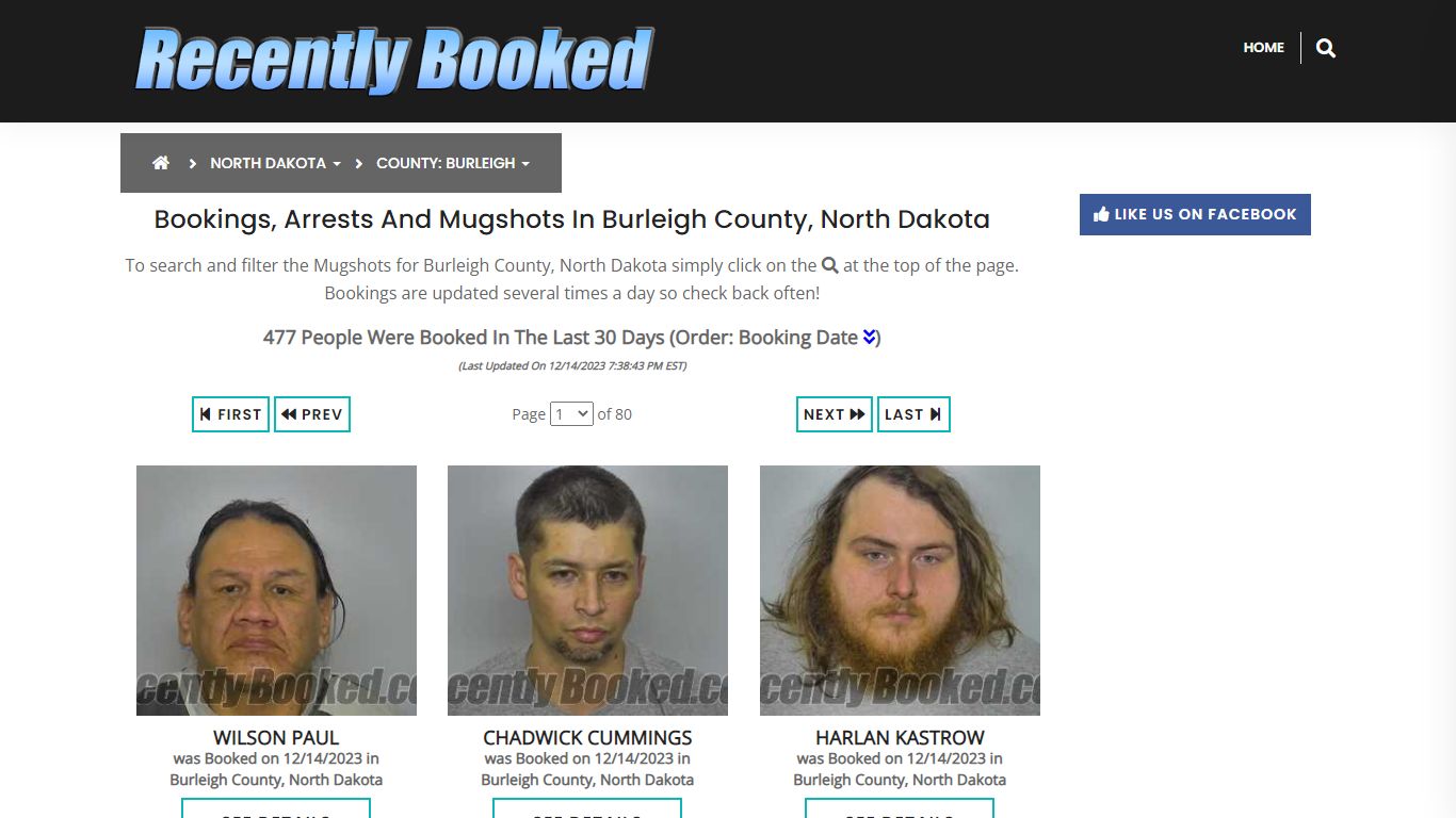 Bookings, Arrests and Mugshots in Burleigh County, North Dakota